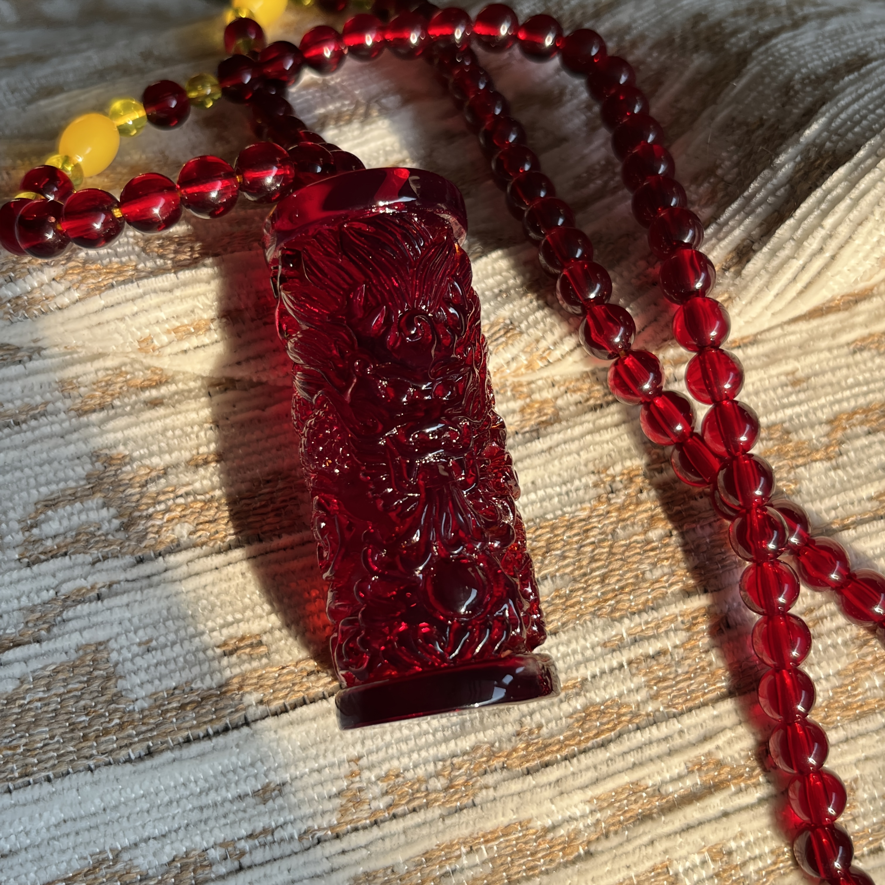 Amber Dragon Pendant Necklace, Bold Statement Gift